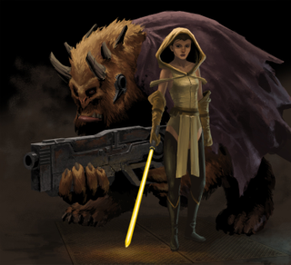 Jedi Belle and Fuzzy Alien Beast